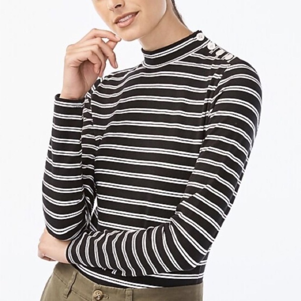 J. Crew Mockneck Bodysuit with button shoulders, M